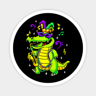 Cute Mardi Gras Alligator For Kids Magnet